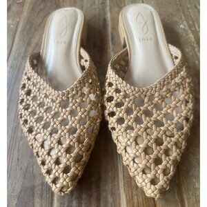 Joie Behold Woven Tan Slide Flats 6.5